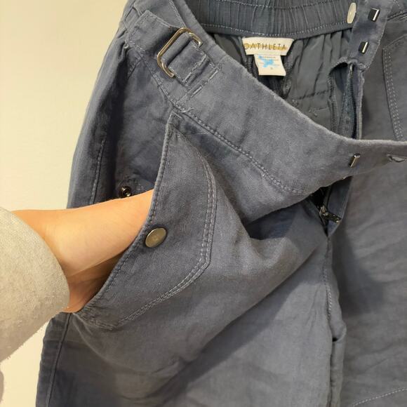 Athleta Voyager Linen Women's Granite Blue Shorts Size 2 Adjustable Waist NWT - Picture 7 of 8